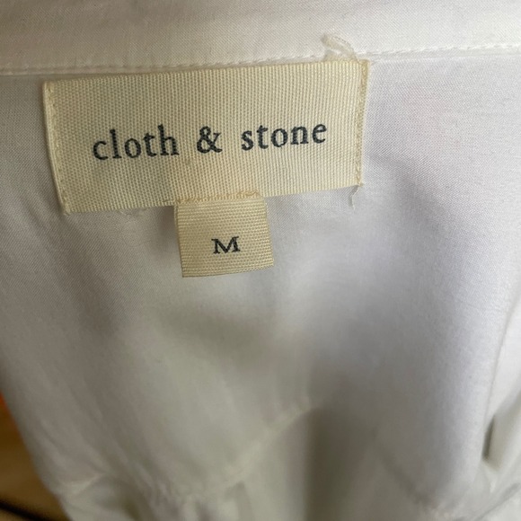 Cloth & Stone Tunic Top Long Sleeve Button Up Shirt White Casual Size M - Picture 2 of 5